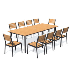 Aluminum Dining Set with Umbrella Hole & Polywood Chairs