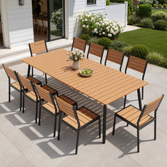 Aluminum Dining Set with Umbrella Hole & Polywood Chairs