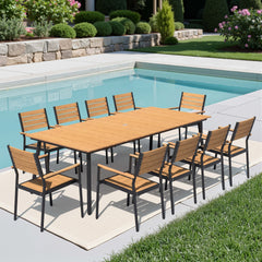 Aluminum Dining Set with Umbrella Hole & Polywood Chairs
