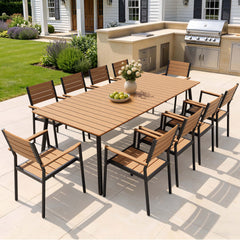 Aluminum Dining Set with Umbrella Hole & Polywood Chairs