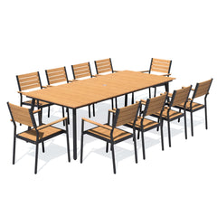 Aluminum Dining Set with Umbrella Hole & Polywood Chairs