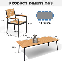 Aluminum Dining Set with Umbrella Hole & Polywood Chairs