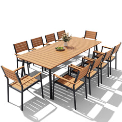 Aluminum Dining Set with Umbrella Hole & Polywood Chairs