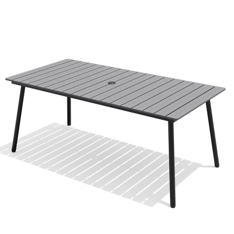 Crestlive Products Rectangular Aluminum Outdoor Dining Table with Umbrella Hole
