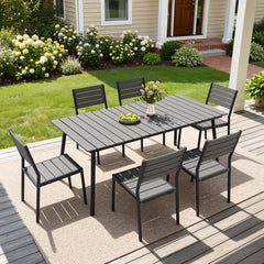 Aluminum Dining Set with Umbrella Hole & Polywood Chairs