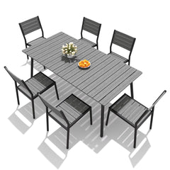 Aluminum Dining Set with Umbrella Hole & Polywood Chairs