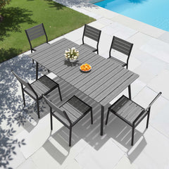 Aluminum Dining Set with Umbrella Hole & Polywood Chairs