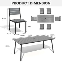 Aluminum Dining Set with Umbrella Hole & Polywood Chairs