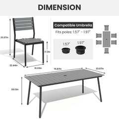 Aluminum Dining Set with Umbrella Hole & Polywood Chairs