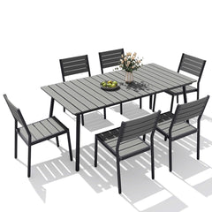 Aluminum Dining Set with Umbrella Hole & Polywood Chairs