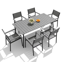Aluminum Dining Set with Umbrella Hole & Polywood Chairs