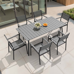 Aluminum Dining Set with Umbrella Hole & Polywood Chairs