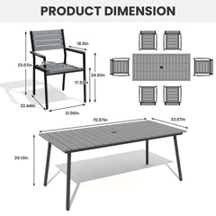 Aluminum Dining Set with Umbrella Hole & Polywood Chairs