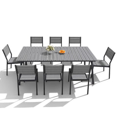 Aluminum Dining Set with Umbrella Hole & Polywood Chairs