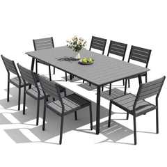 Aluminum Dining Set with Umbrella Hole & Polywood Chairs