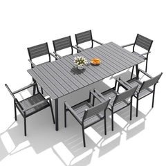 Aluminum Dining Set with Umbrella Hole & Polywood Chairs