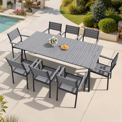 Aluminum Dining Set with Umbrella Hole & Polywood Chairs