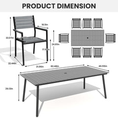 Aluminum Dining Set with Umbrella Hole & Polywood Chairs