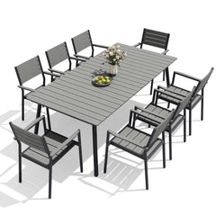 Aluminum Dining Set with Umbrella Hole & Polywood Chairs