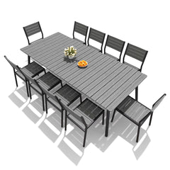 Aluminum Dining Set with Umbrella Hole & Polywood Chairs