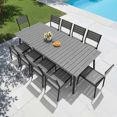 Aluminum Dining Set with Umbrella Hole & Polywood Chairs