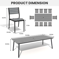 Aluminum Dining Set with Umbrella Hole & Polywood Chairs