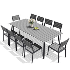 Aluminum Dining Set with Umbrella Hole & Polywood Chairs