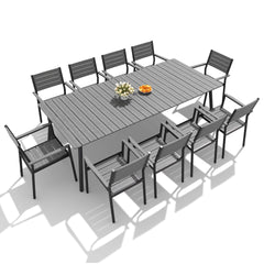 Aluminum Dining Set with Umbrella Hole & Polywood Chairs