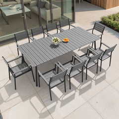 Aluminum Dining Set with Umbrella Hole & Polywood Chairs
