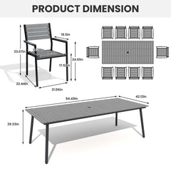 Aluminum Dining Set with Umbrella Hole & Polywood Chairs