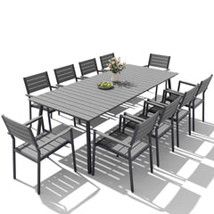 Aluminum Dining Set with Umbrella Hole & Polywood Chairs