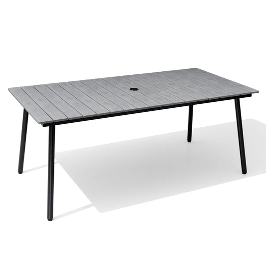 Crestlive Products Outdoor Patio Dining Table with Wood-Like Top and Aluminum Frame
