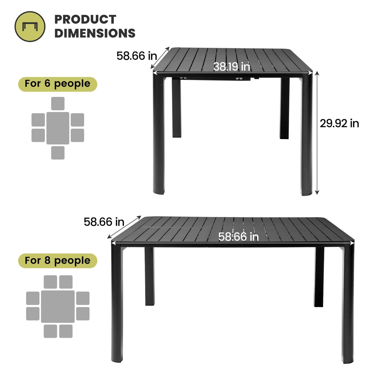 Crestlive Products 59 x 38 in. Aluminum Expandable Outdoor Dining Table