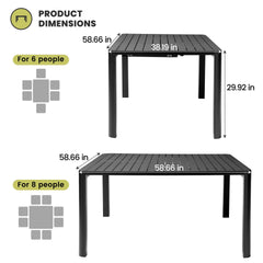 59x38" Aluminum Expandable Outdoor Dining Table
