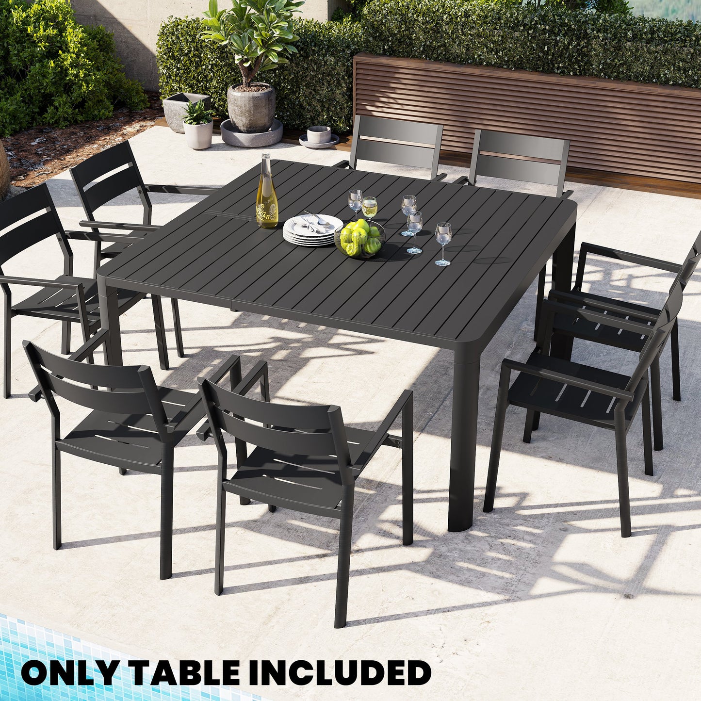 Crestlive Products 59 x 38 in. Aluminum Expandable Outdoor Dining Table