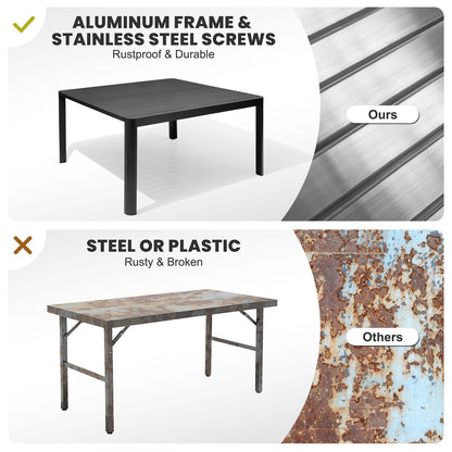 Crestlive Products Patio Aluminum Extension Dining Table Set with Rattan Chairs