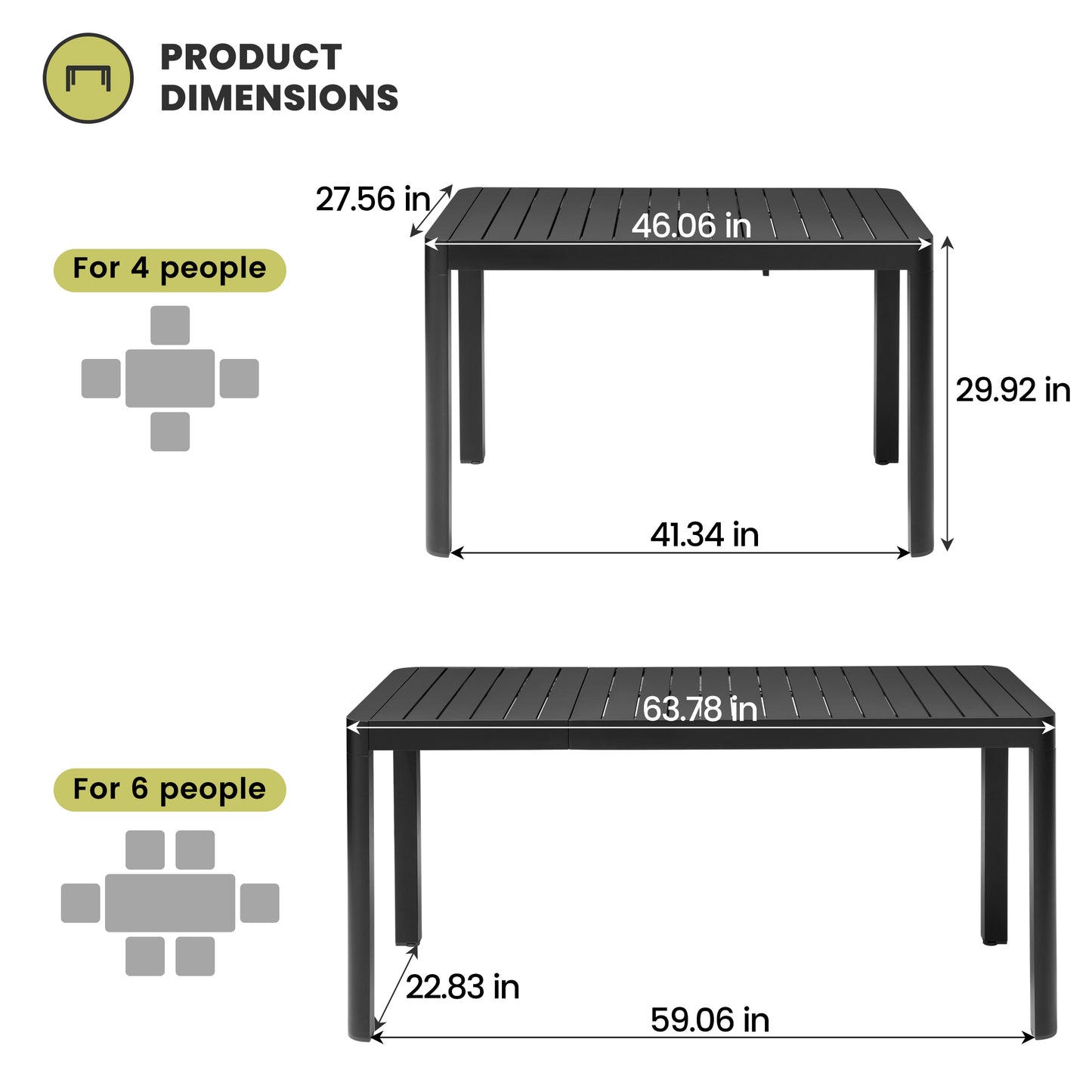 Crestlive Products 64 x 28 in. Expandable Rectangular Aluminum Outdoor Dining Table