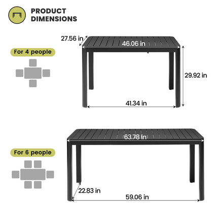 Crestlive Products 64 x 28 in. Expandable Rectangular Aluminum Outdoor Dining Table
