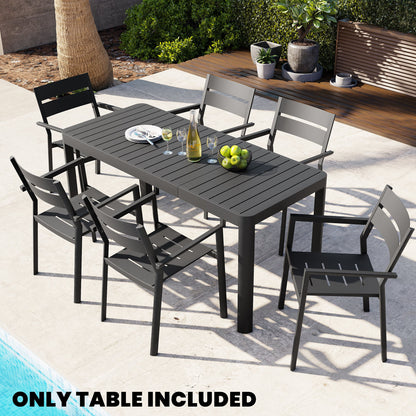 Crestlive Products 64 x 28 in. Expandable Rectangular Aluminum Outdoor Dining Table