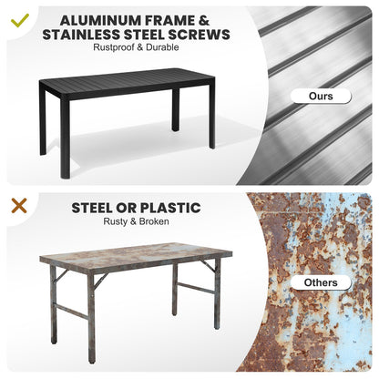 Crestlive Products Expandable Rectangular Aluminum Patio Dining Table with PE Rattan Chairs