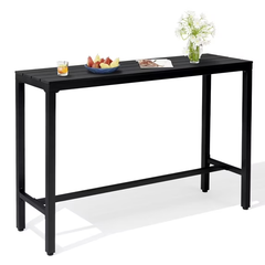 Crestlive Products Outdoor Bar Table, 55" Height Pub Table with Metal Frame & Slatted Tabletop, 165 LBS Capacity, Weather Resistant Patio Bar Height Table for Backyard, Poolside, Balcony (Black)