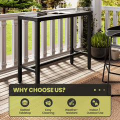 3-Piece Outdoor Bar Set with Wood-Plastic Table and Bar Chairs