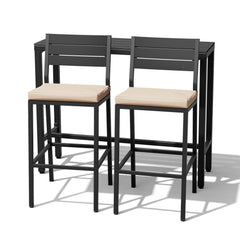3-Piece Outdoor Bar Set with Wood-Plastic Table and Bar Chairs