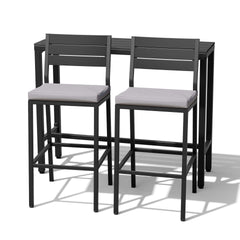 3-Piece Outdoor Bar Set with Wood-Plastic Table and Bar Chairs