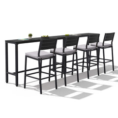 3-Piece Outdoor Bar Set with Wood-Plastic Table and Bar Chairs