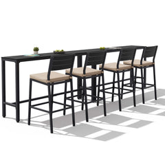 3-Piece Outdoor Bar Set with Wood-Plastic Table and Bar Chairs