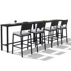 3-Piece Outdoor Bar Set with Wood-Plastic Table and Bar Chairs