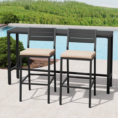 3-Piece Outdoor Bar Set with Wood-Plastic Table and Bar Chairs