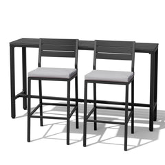 3-Piece Outdoor Bar Set with Wood-Plastic Table and Bar Chairs