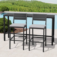 3-Piece Outdoor Bar Set with Wood-Plastic Table and Bar Chairs